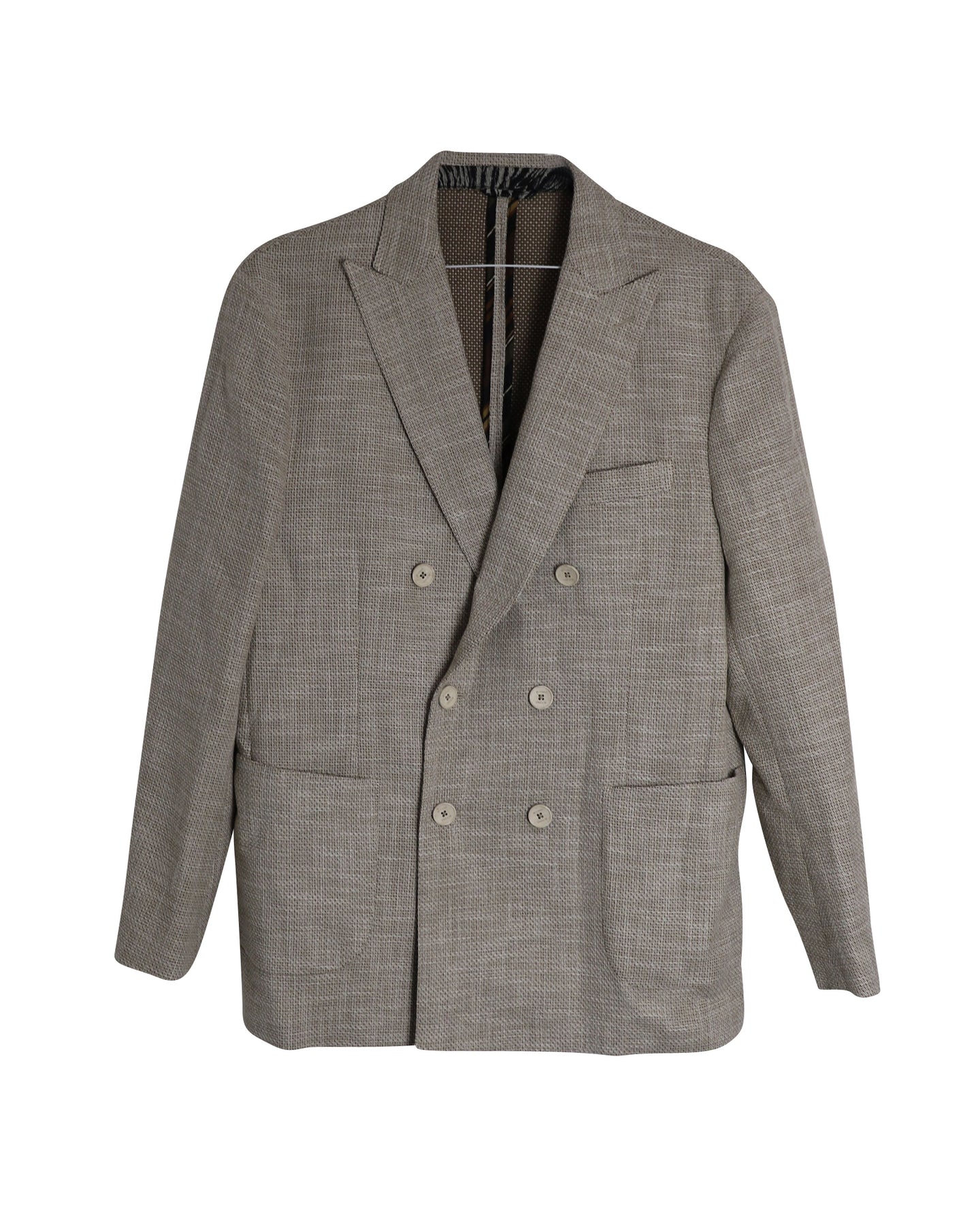 Etro Textured Double-Breasted Blazer in Brown Cotton