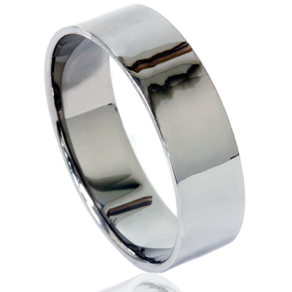 Mens Black Gold 6mm Flat Polished Wedding Band Size Selectable 7802601013308