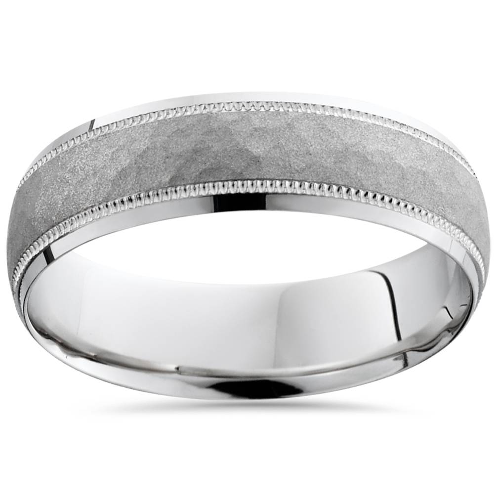 Mens Hammered 950 Platinum 6mm Comfort Fit Wedding Band Size Selectable 7802249216060