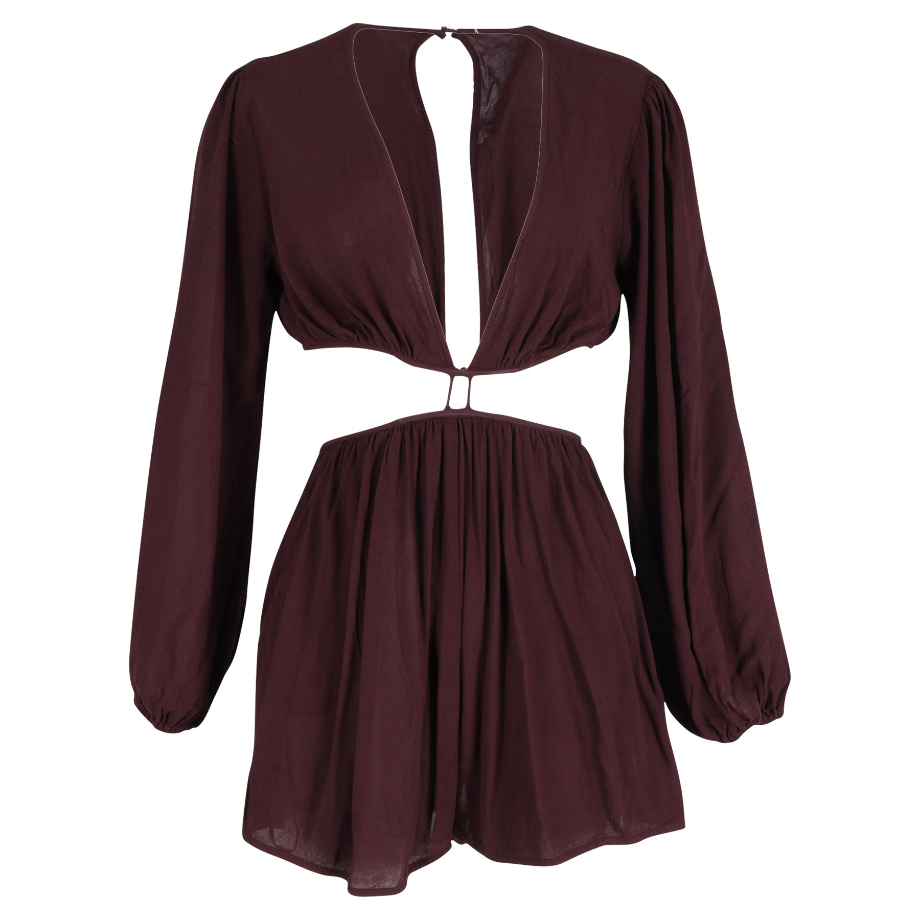 Zimmermann Cutout Playsuit in Burgundy Cotton 7745821999164