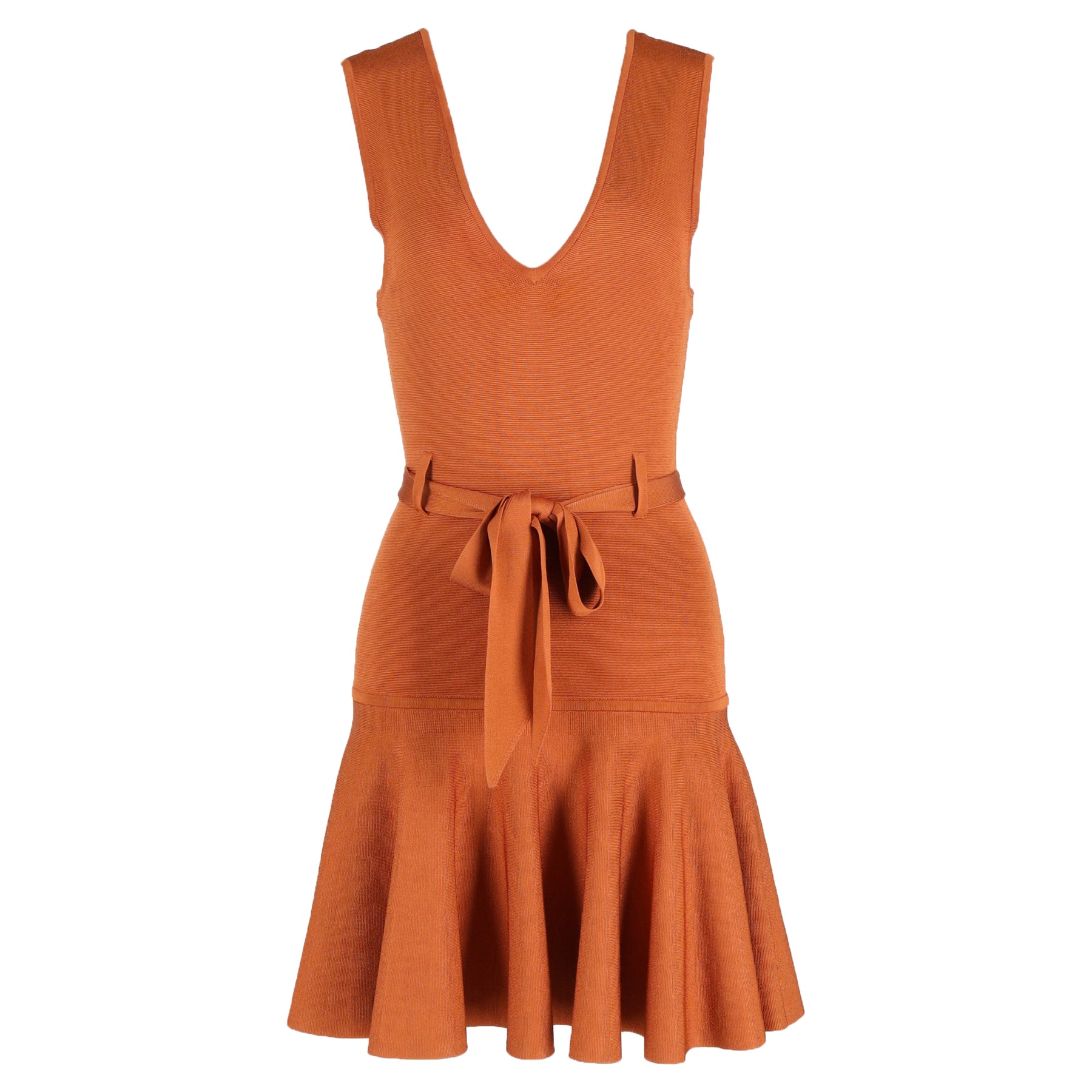 Zimmermann Belted Ponte Mini Dress In Camel Viscose 7745790804028