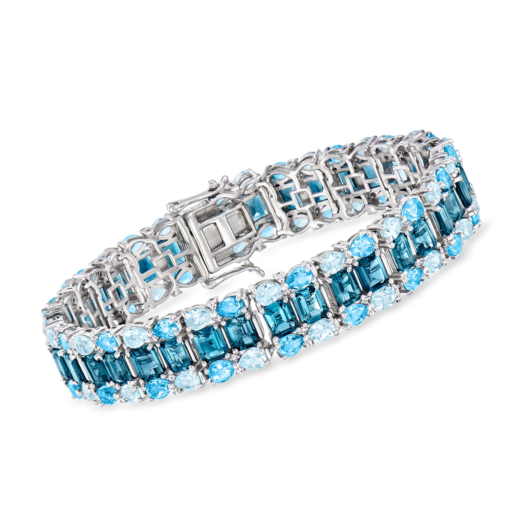 Ross-Simons Tonal Blue and White Topaz Bracelet in Sterling Silver 7731261636668