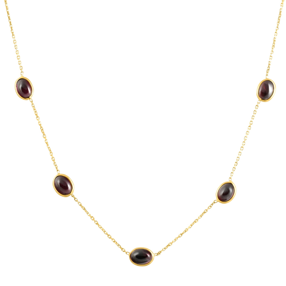 14k Yellow Gold Garnet Station Necklace By The Yard Design 18