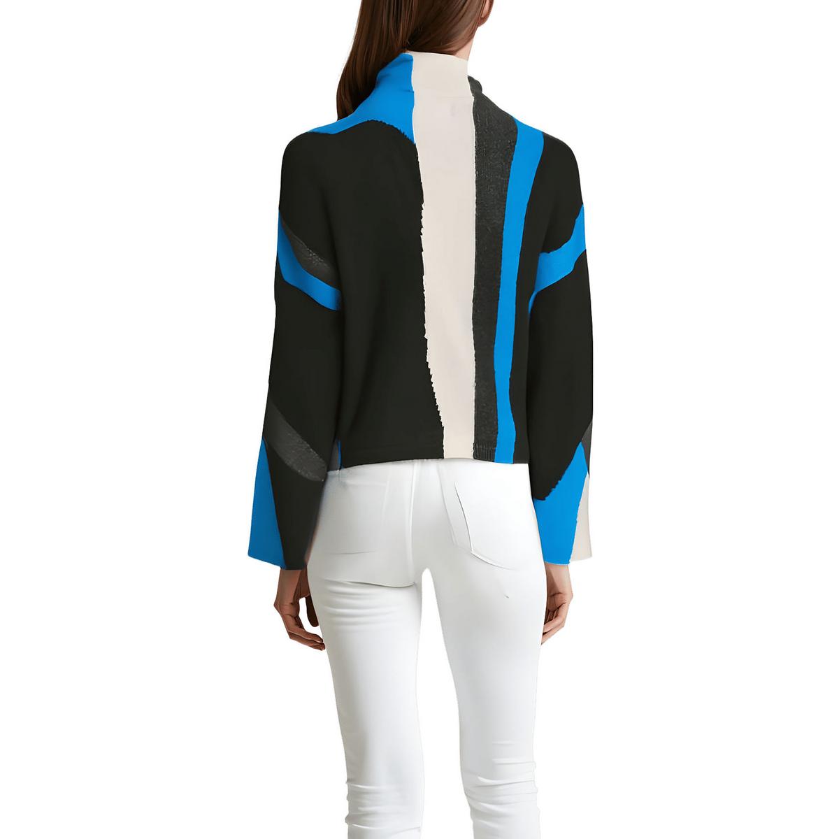 Colorblock Knit Mock Turtleneck Sweater