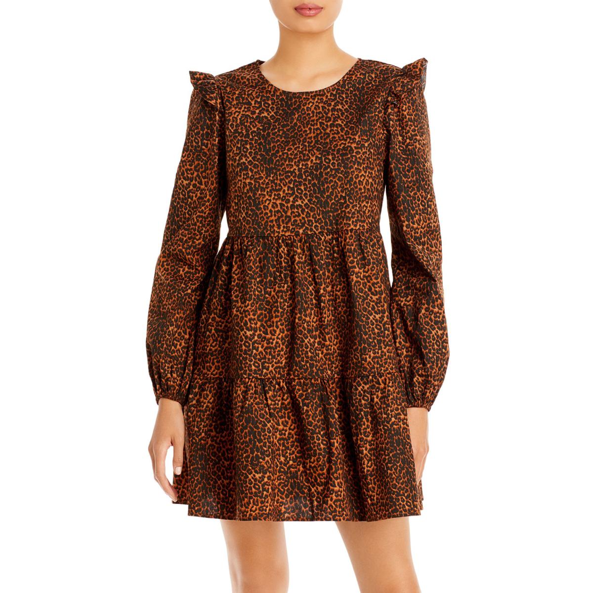 Velma Animal Print Ruffled Babydoll Dress