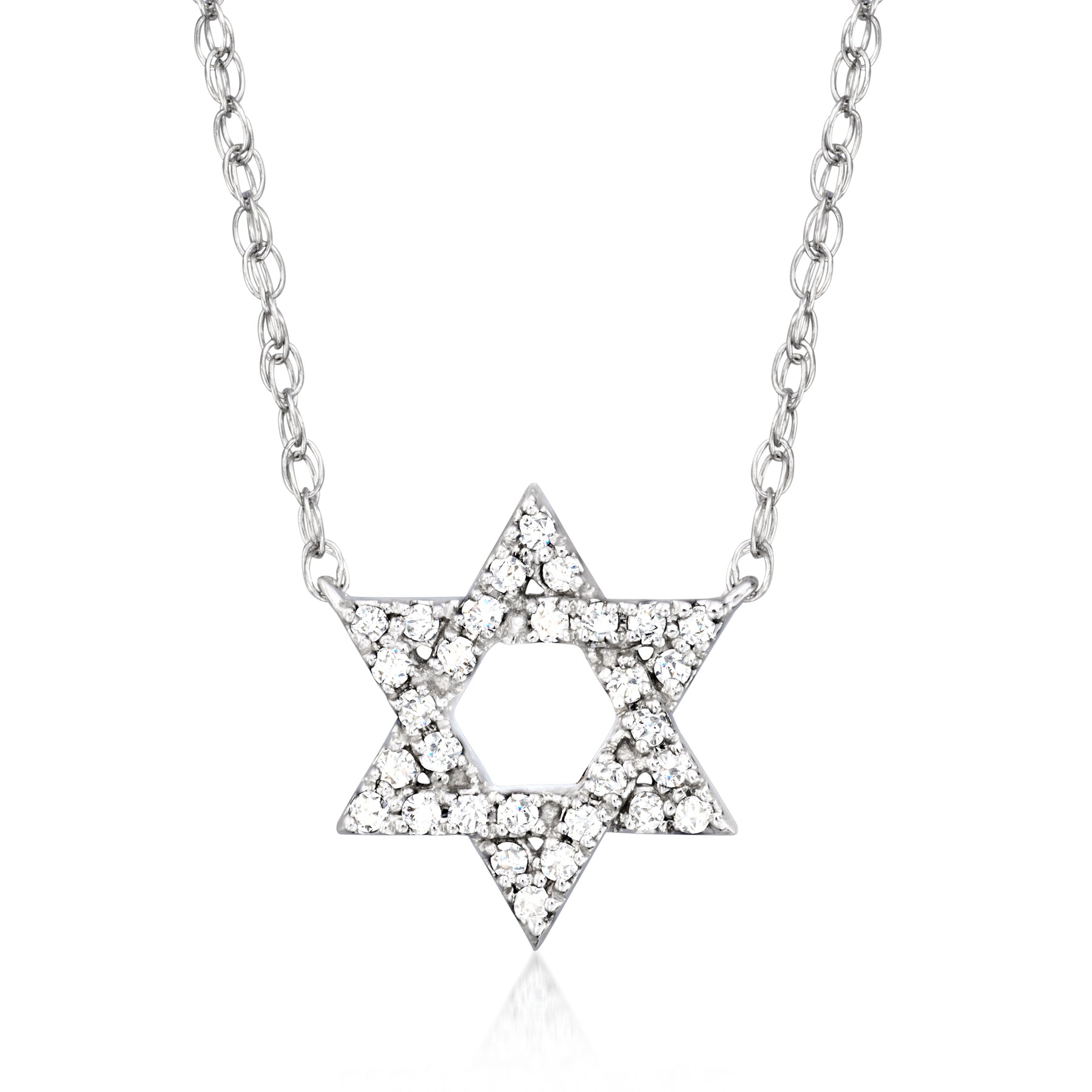 Ross-Simons Diamond Star Of David Necklace in Sterling Silver 7748573462588