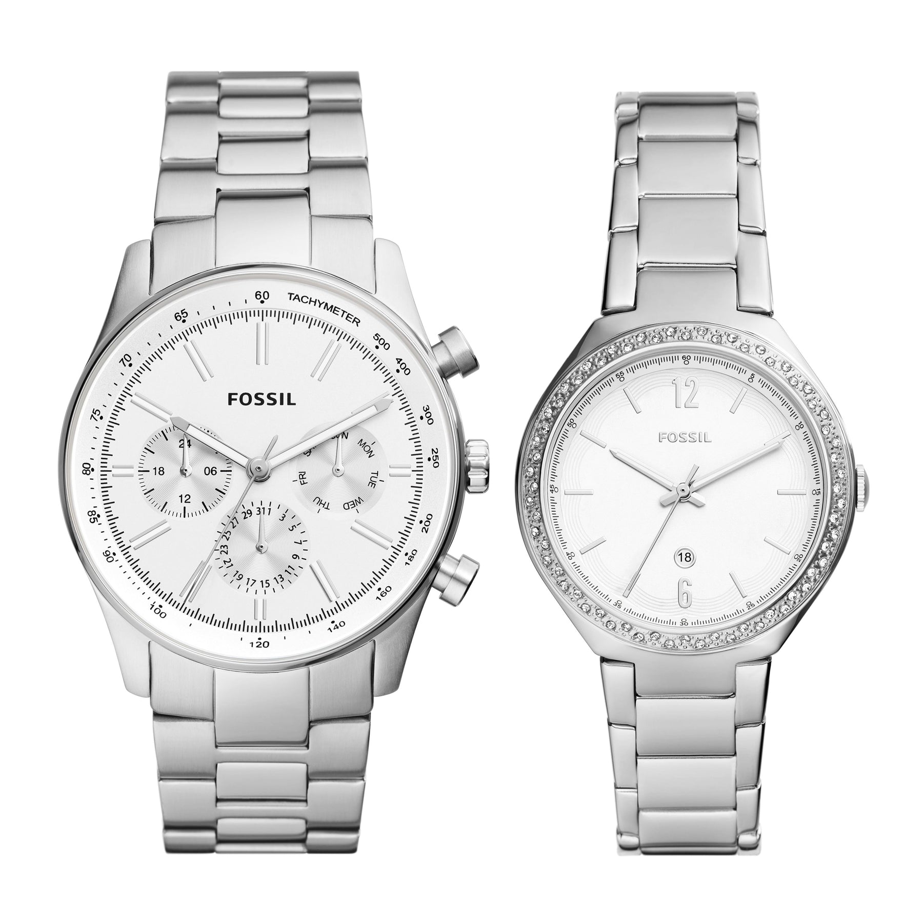 Fossil Men's His and Hers Multifunction, Stainless Steel Watch