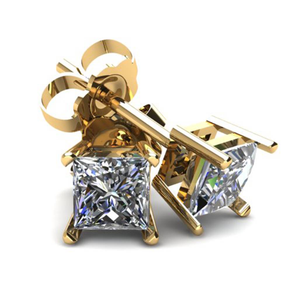 .33Ct Quality Square Princess Cut Natural Diamond Stud Earrings in 14K Gold Basket Setting 7802596032572