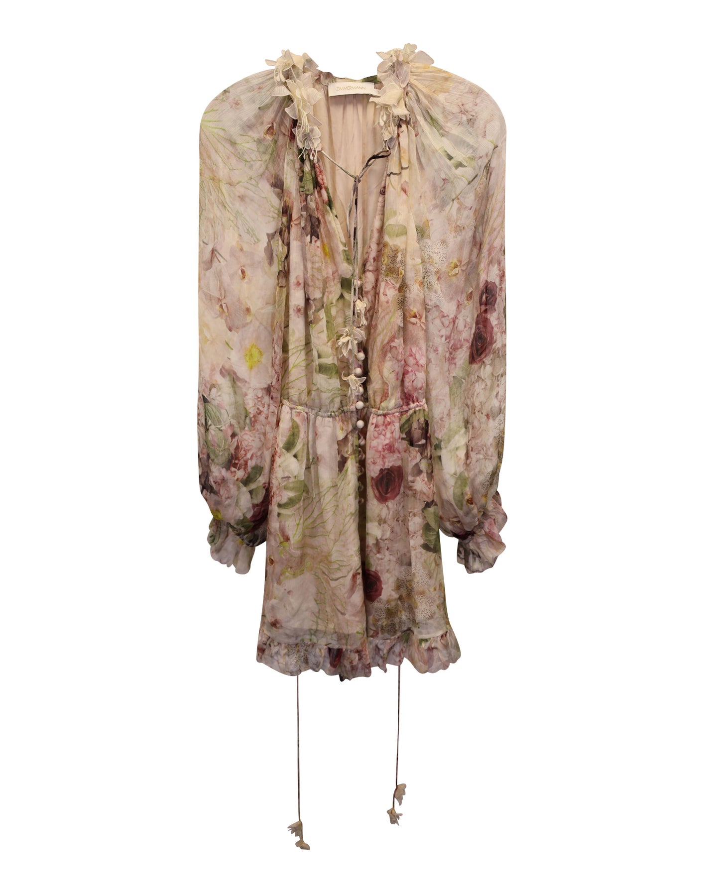 Zimmermann Dancer Flutter Playsuit in Floral Print Silk