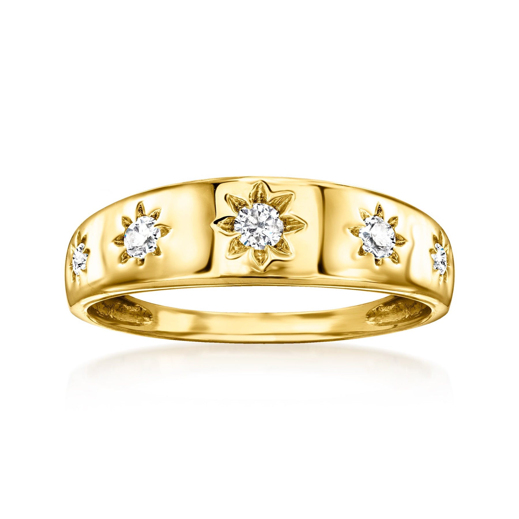 Ross-Simons Diamond Starburst Ring in 18kt Gold Over Sterling