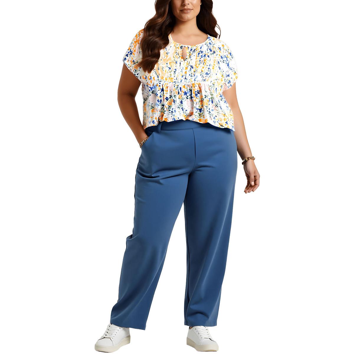 Plus Stretch Twill Wide Leg Pants
