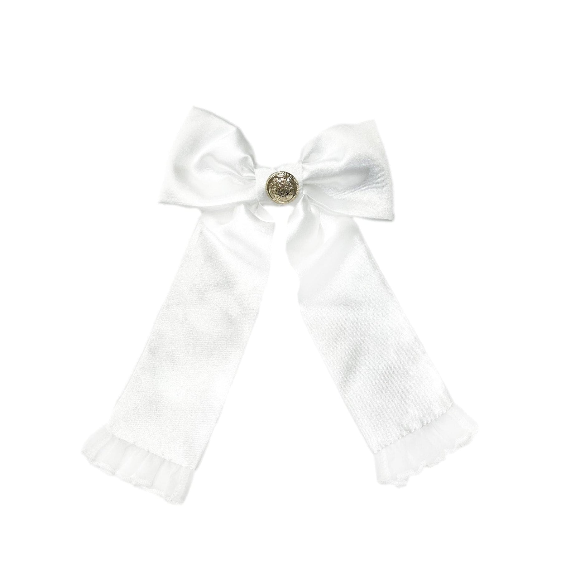 White Satin Tuxedo Hair Bow 7745616150588