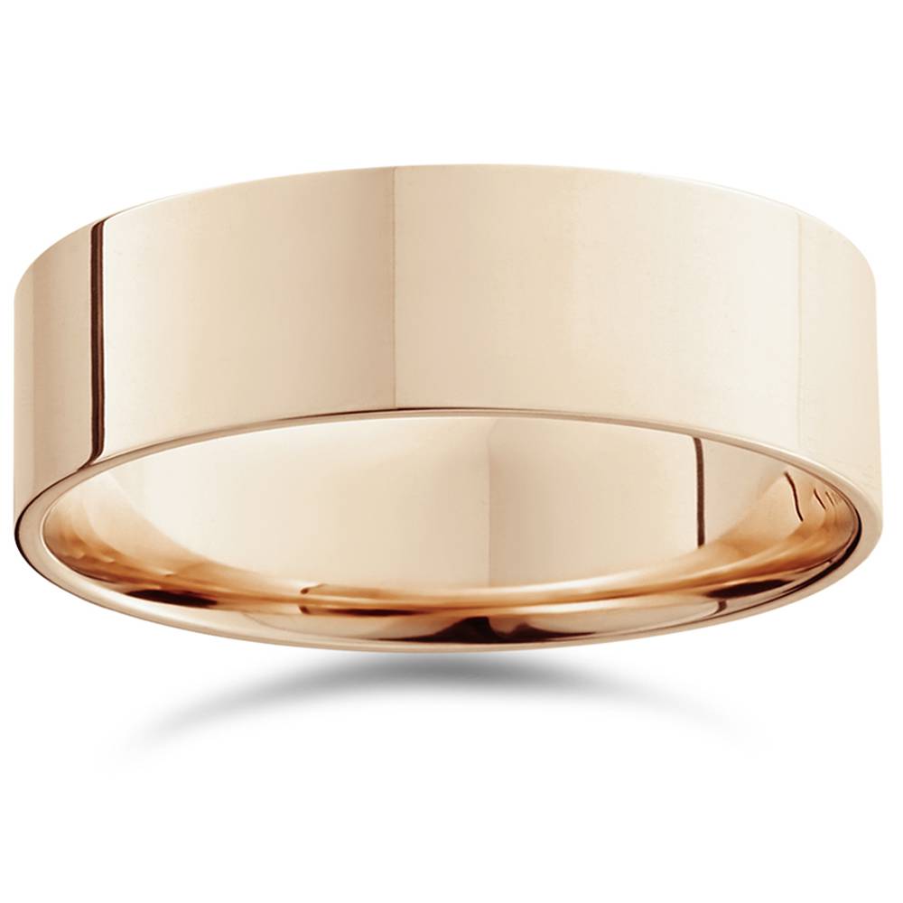 14K Rose Gold 7mm Flat Comfort Fit Plain Wedding Band Size Selectable 7802588856380