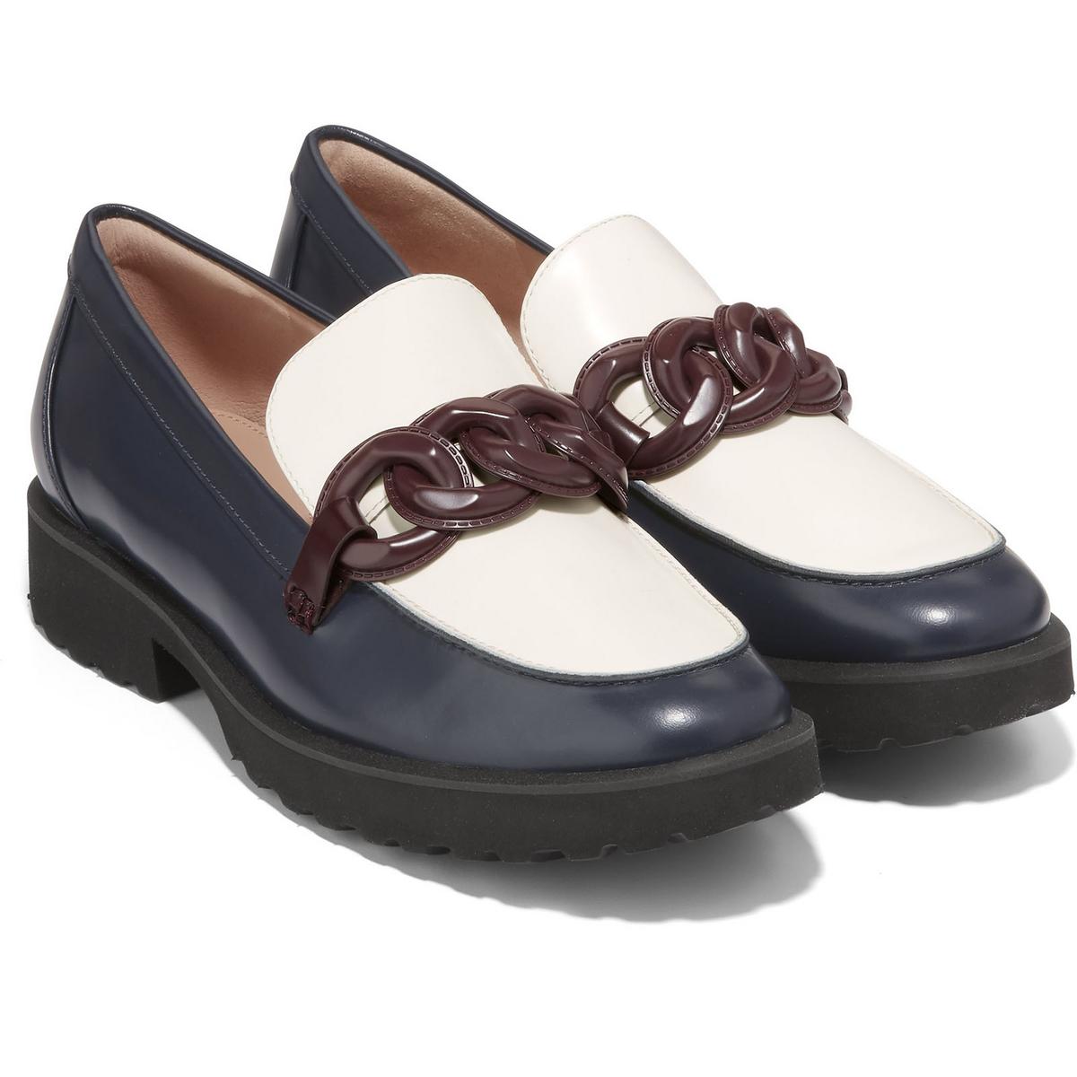 Geneva Leather Chain Loafers