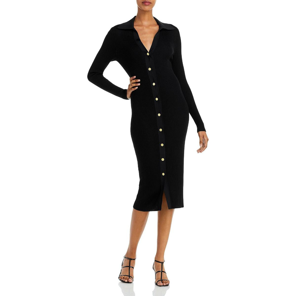 Alcina Ribbed Button Down Midi Dress