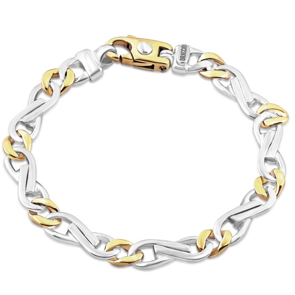 Men's Solid Fancy Figaro 14k Gold (31grams) or Platinum (51gram) Two Tone 8mm Bracelet 8.25 7802602029116