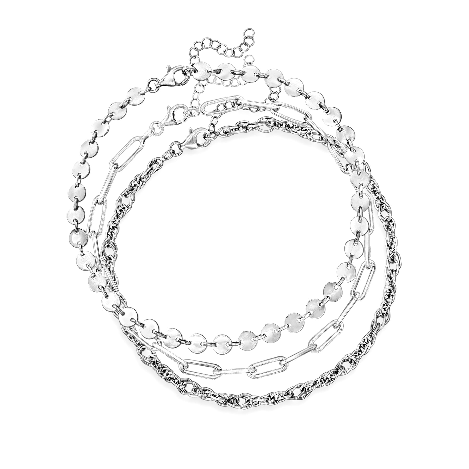 Ross-Simons Sterling Silver Jewelry Set: 3 Anklets 7731259637820
