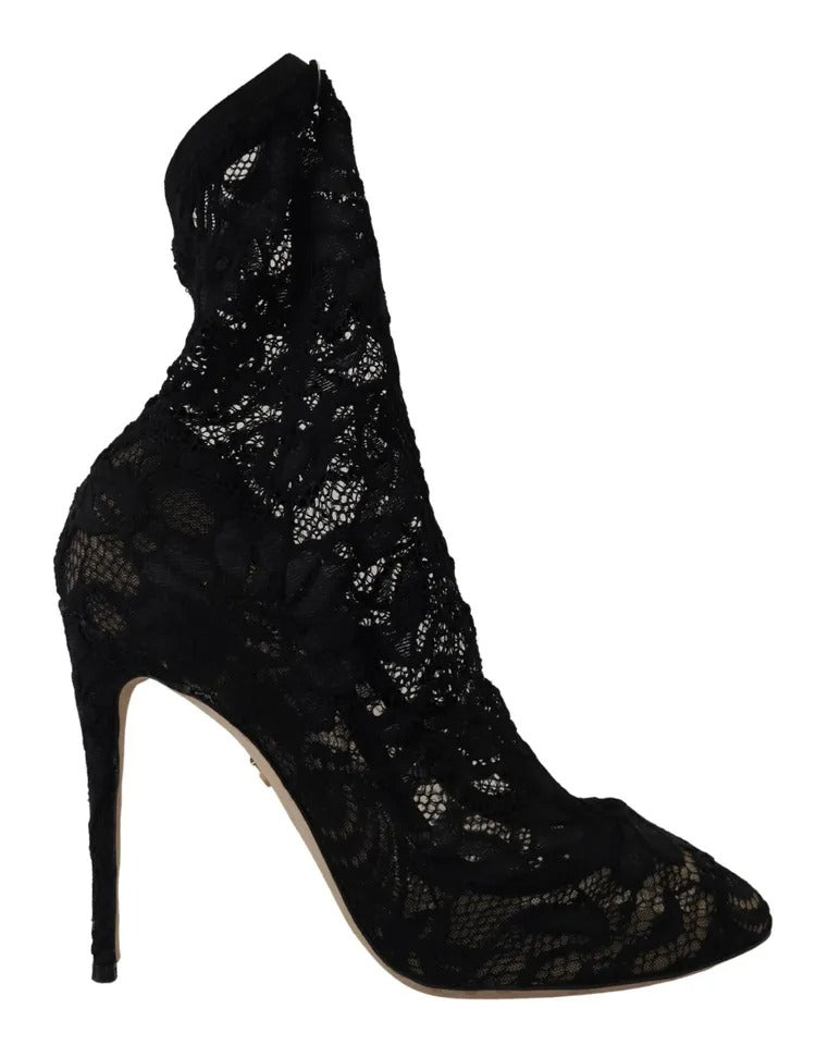 Dolce & Gabbana Stretch Socks Taormina Lace Boots Women's Shoes (Pre-Owned) 7731383042108