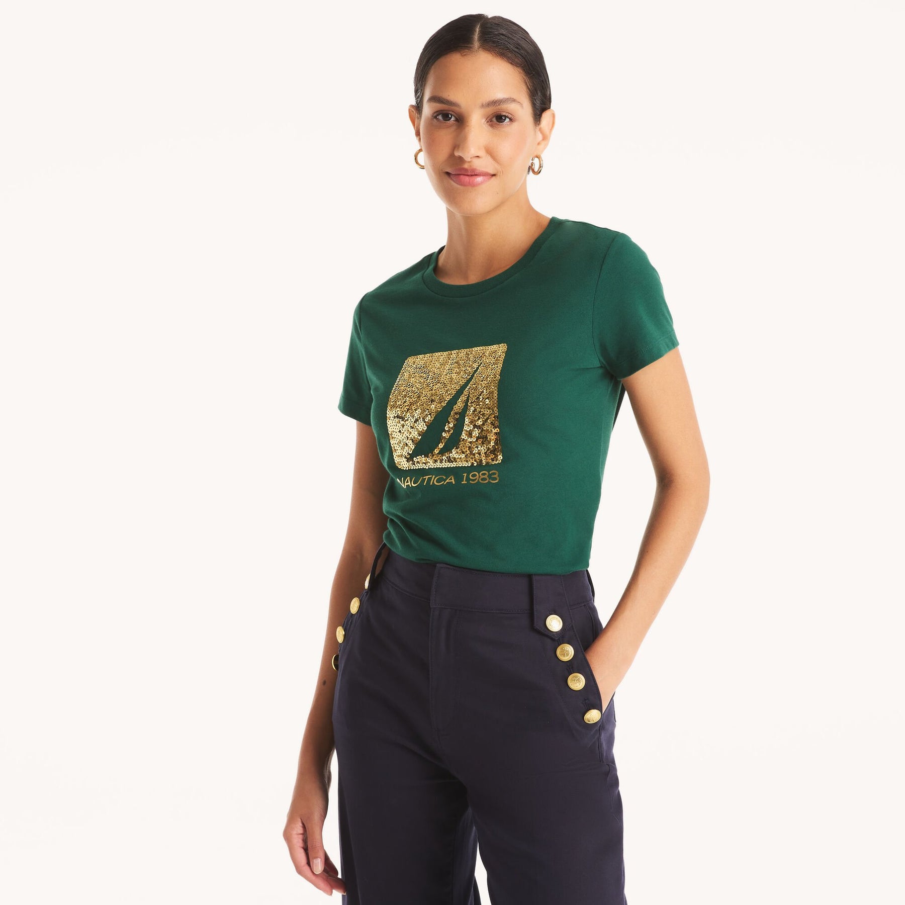 Nautica Womens Sequin 1983 Graphic T-Shirt 7831406346300