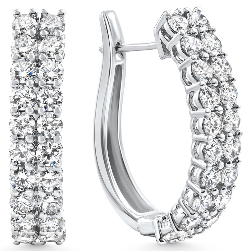 3.24Ct Double Row Diamond Hoops 14k White Gold Lab Grown Women's Earrings 1 7803654176828
