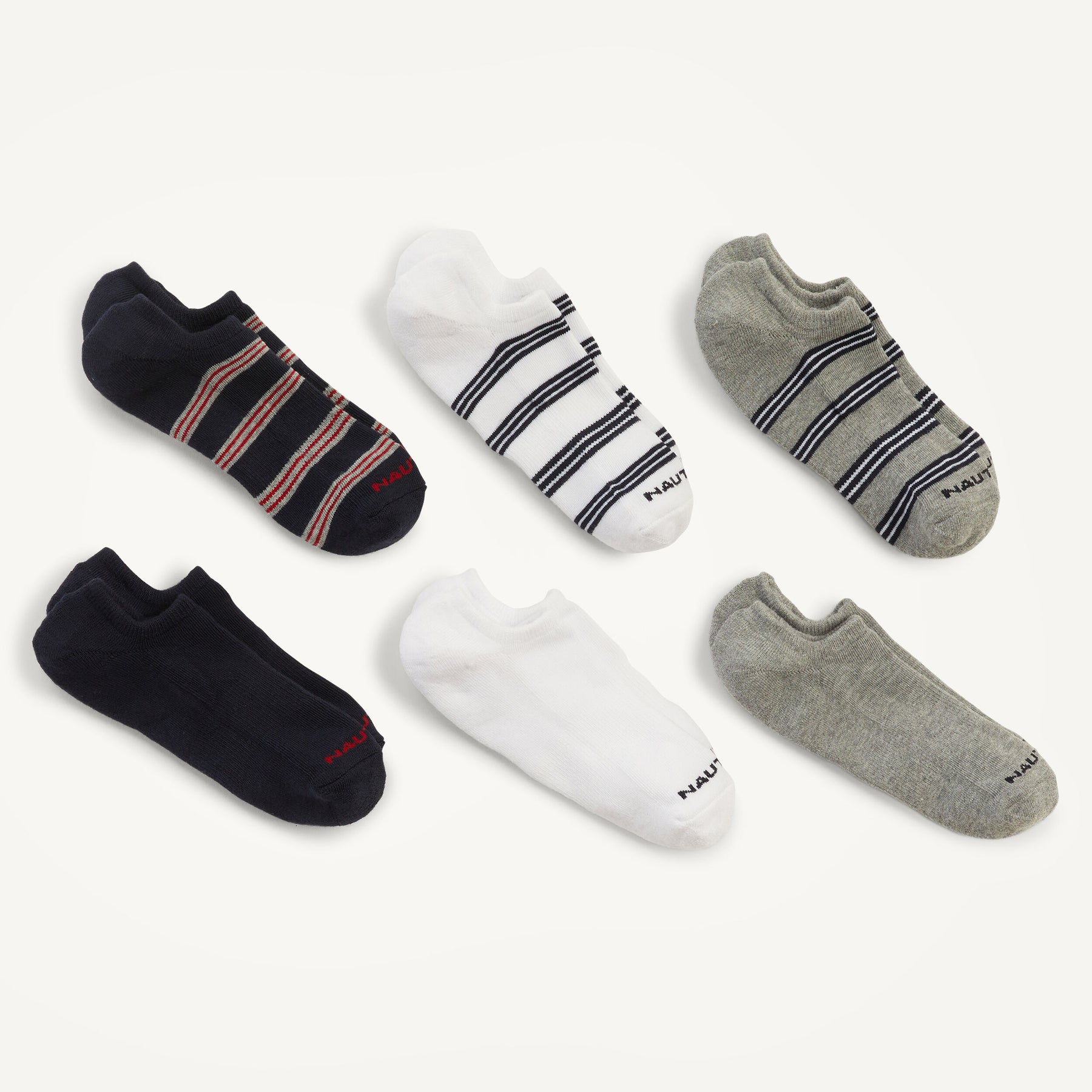 Nautica Mens Striped Liner Socks, 6-Pack 7762827509820