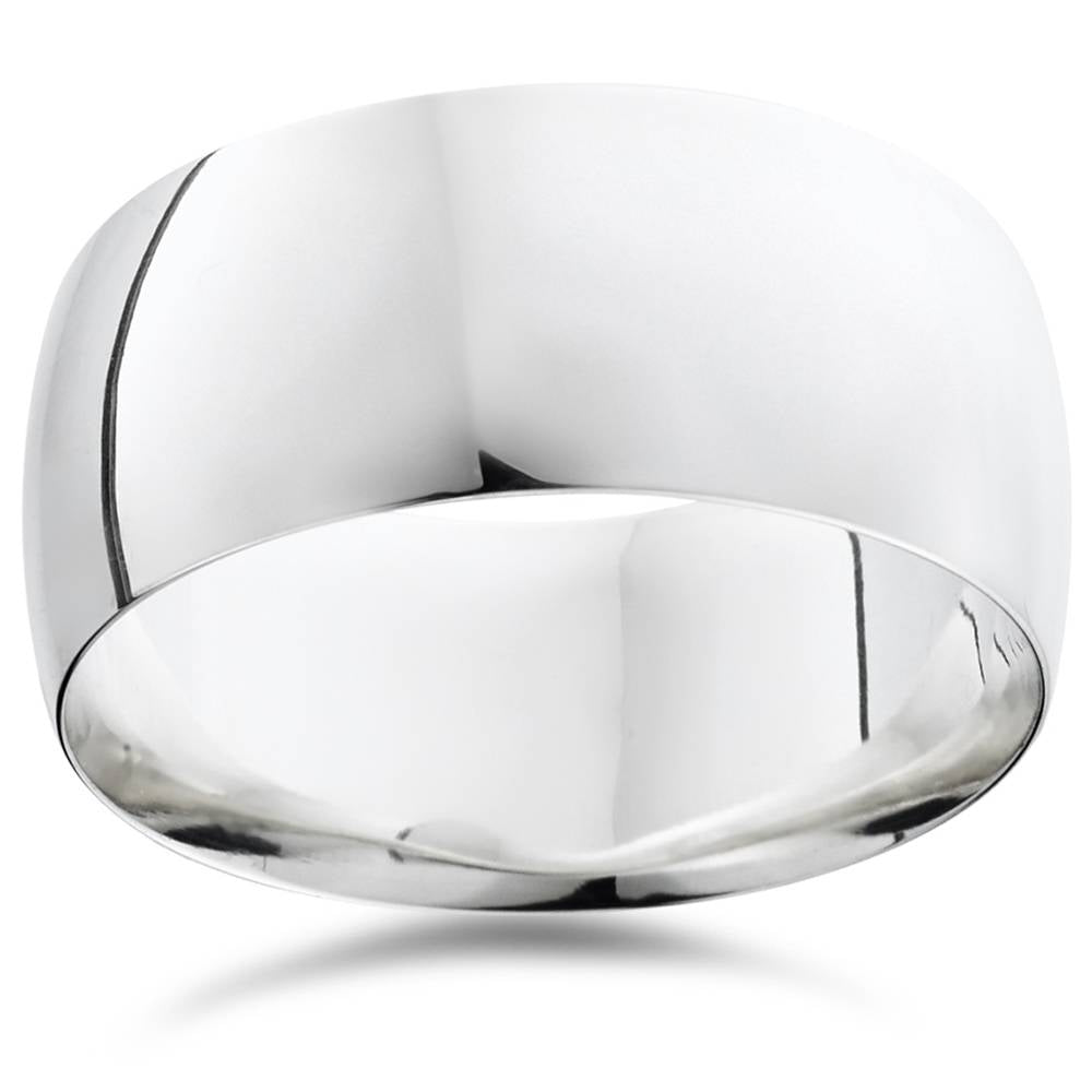 10mm High Polished Wedding Band 14K White Gold Size Selectable 7802591739964