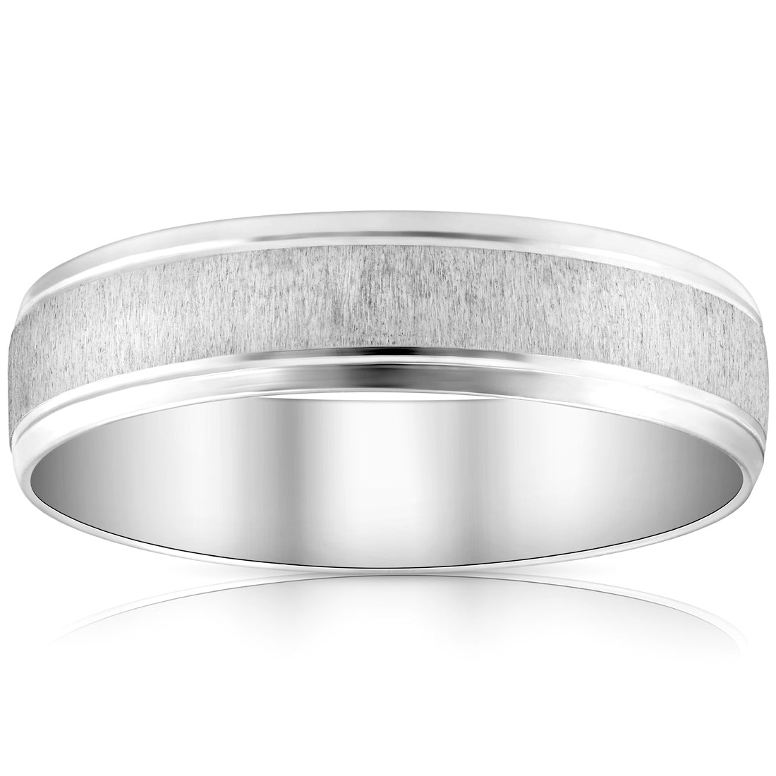 Mens 6mm 14K White Gold Comfort Fit Wedding Band Ring Size Selectable 7802614218812