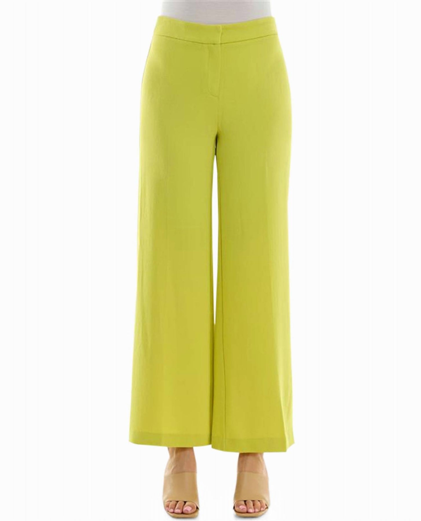 Claire Stretch Crepe Wide Leg Pants In Citrine 7668045250620