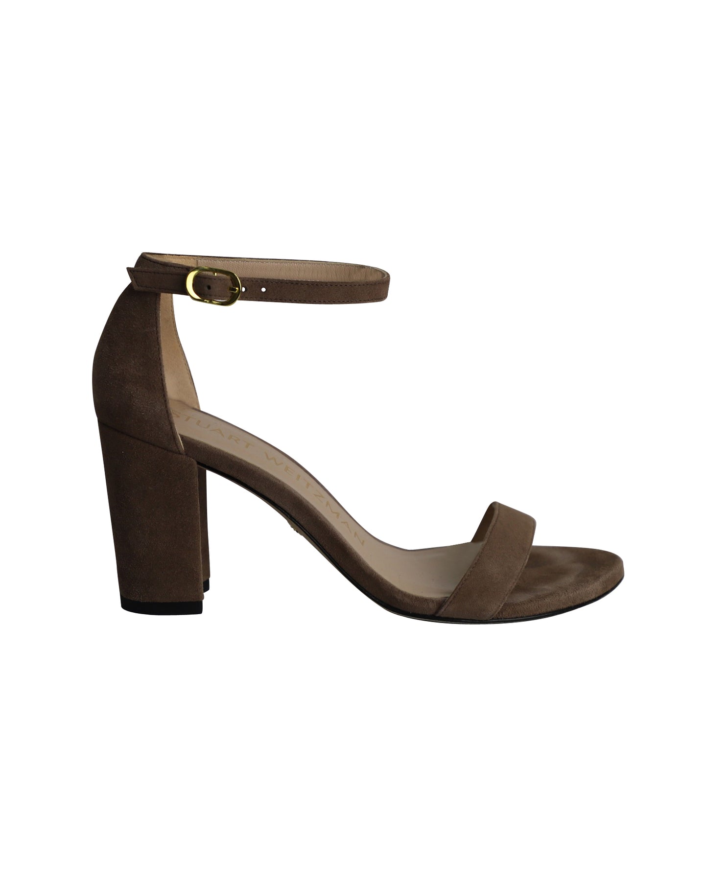 Stuart Weitzman Minimalist High Heel Sandals in Brown Suede 7802238337084