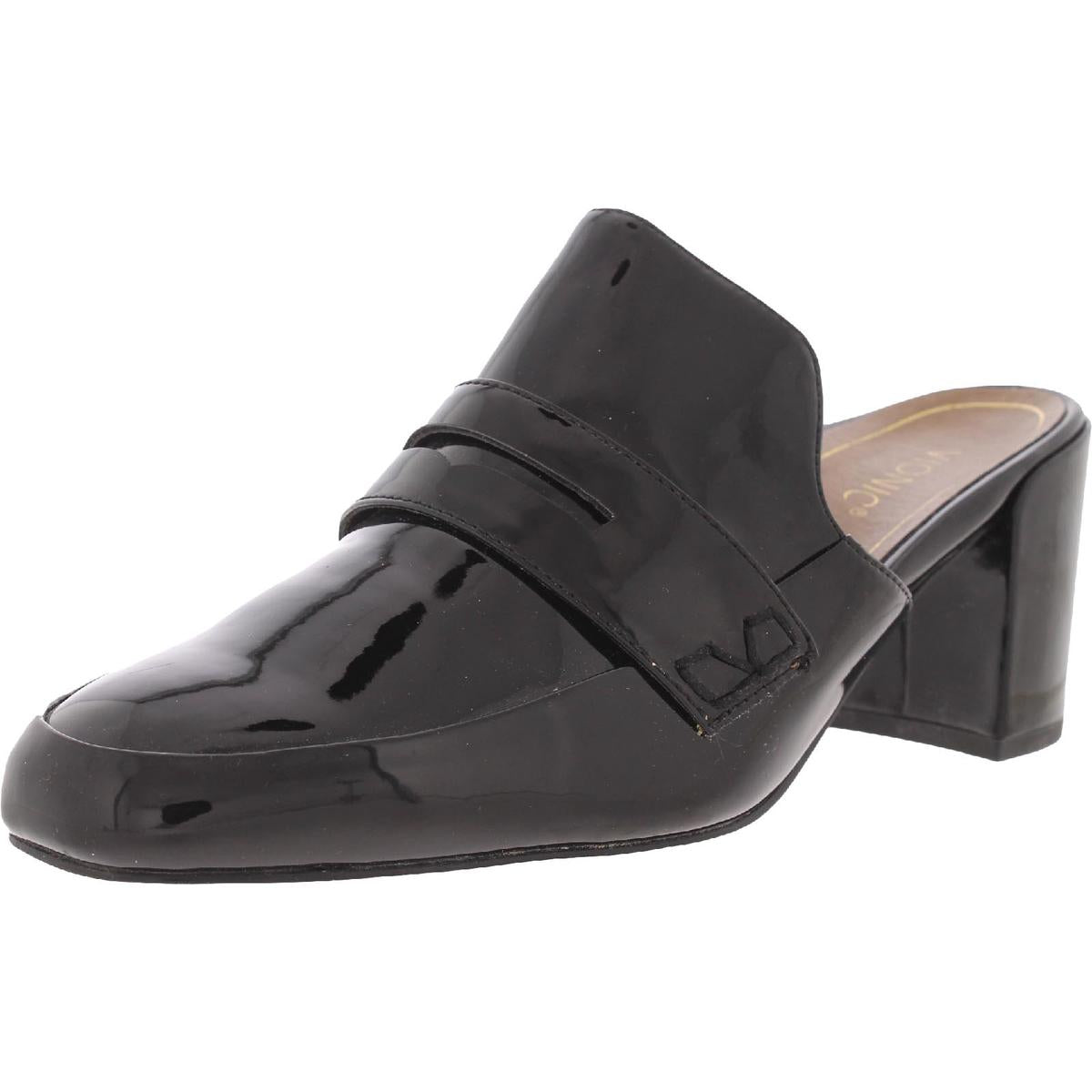 Annabel Patent Leather Slip On Block Heel Mule
