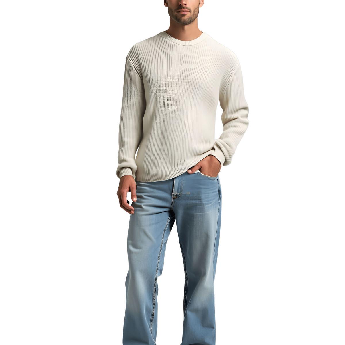 Cable Knit Solid Crewneck Sweater