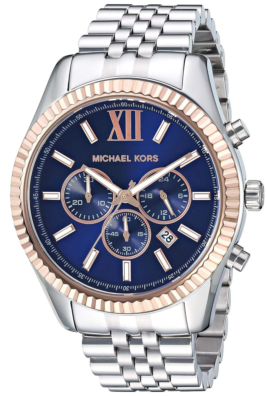 Michael Kors Lexington MK8689 Men's Silver-Tone Chronograph 42mm Watch 7666162761788