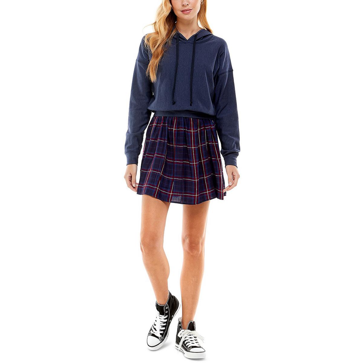 Juniors Layered Look Hoodie Mini Dress
