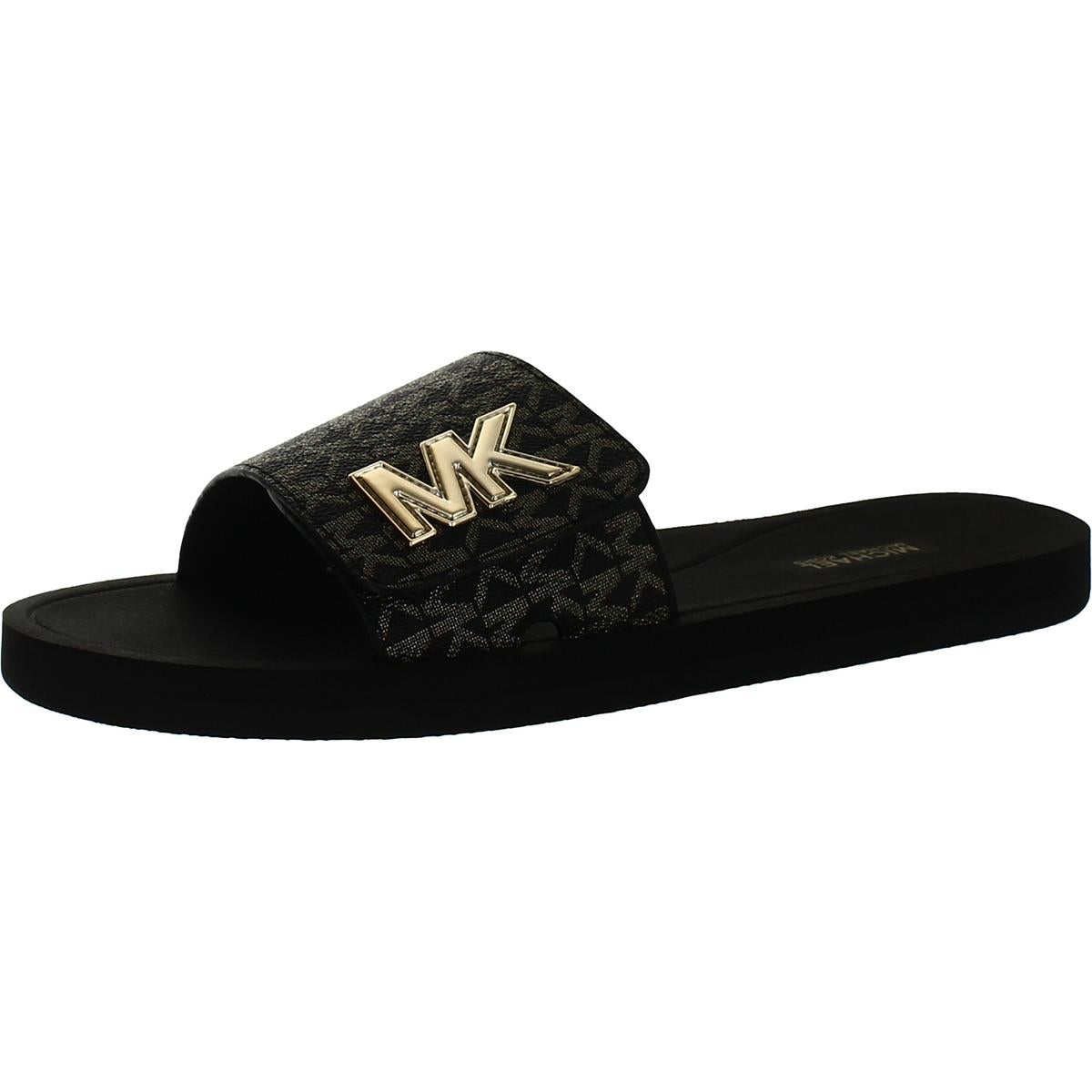 MK Synthetic Logo Slide Sandals