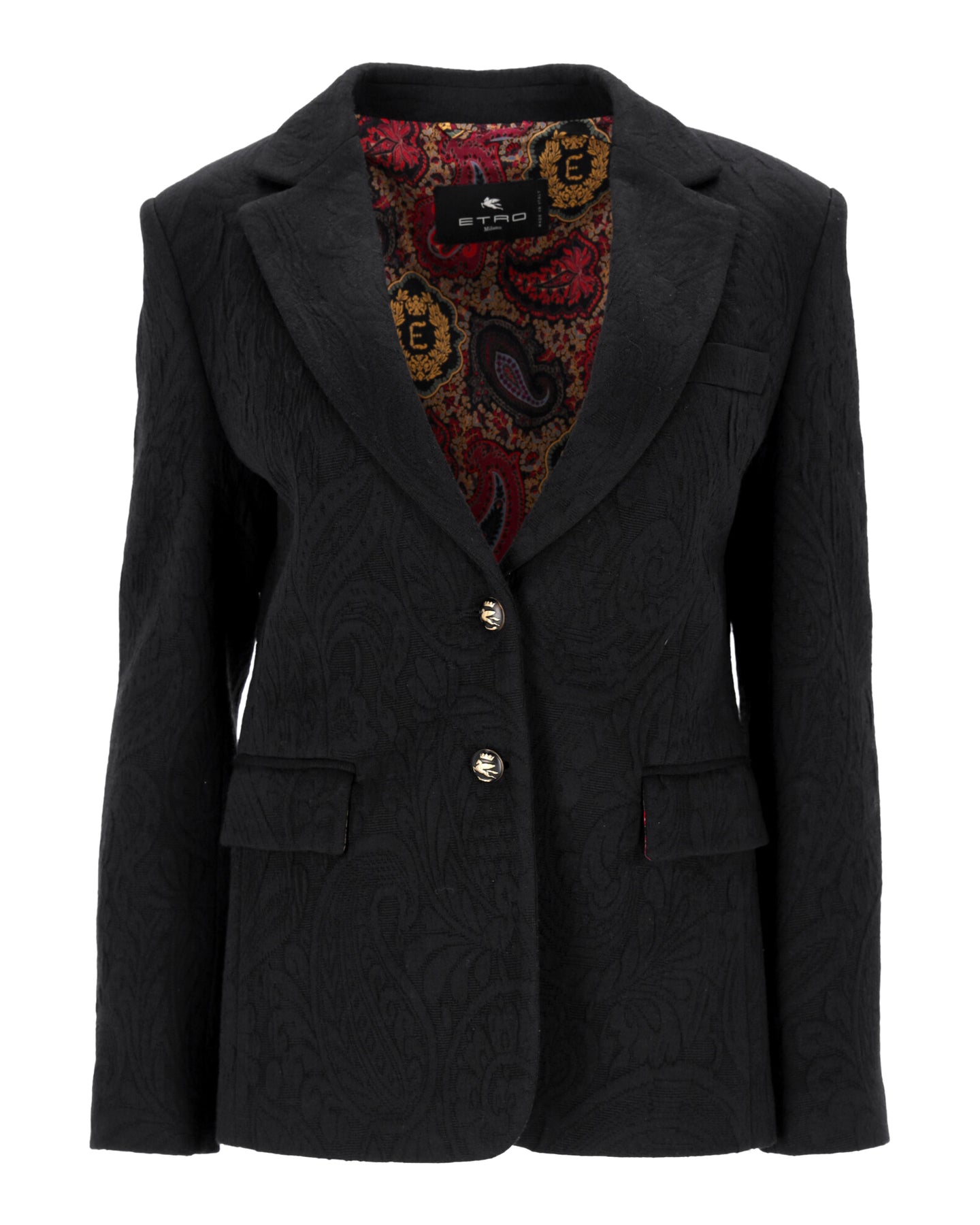 Etro Paisley Single-Breasted Blazer in Black Viscose 7745785266236