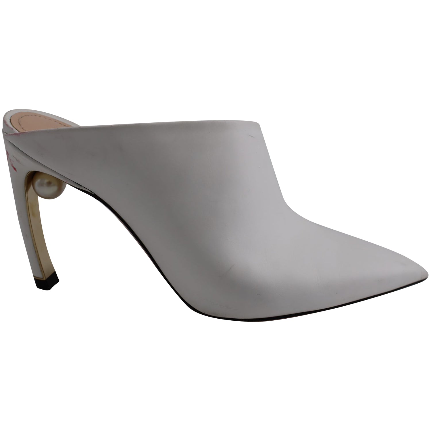 Nicholas Kirkwood Heeled Mules with Pearl in White Leather