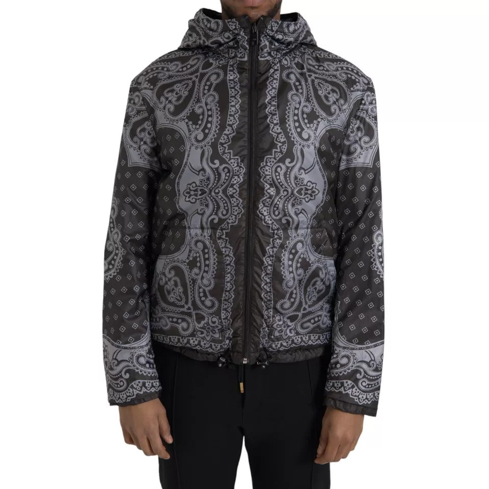 Dolce & Gabbana Bandana Hooded Full Zip Bomber Men's Jacket (Pre-Owned)