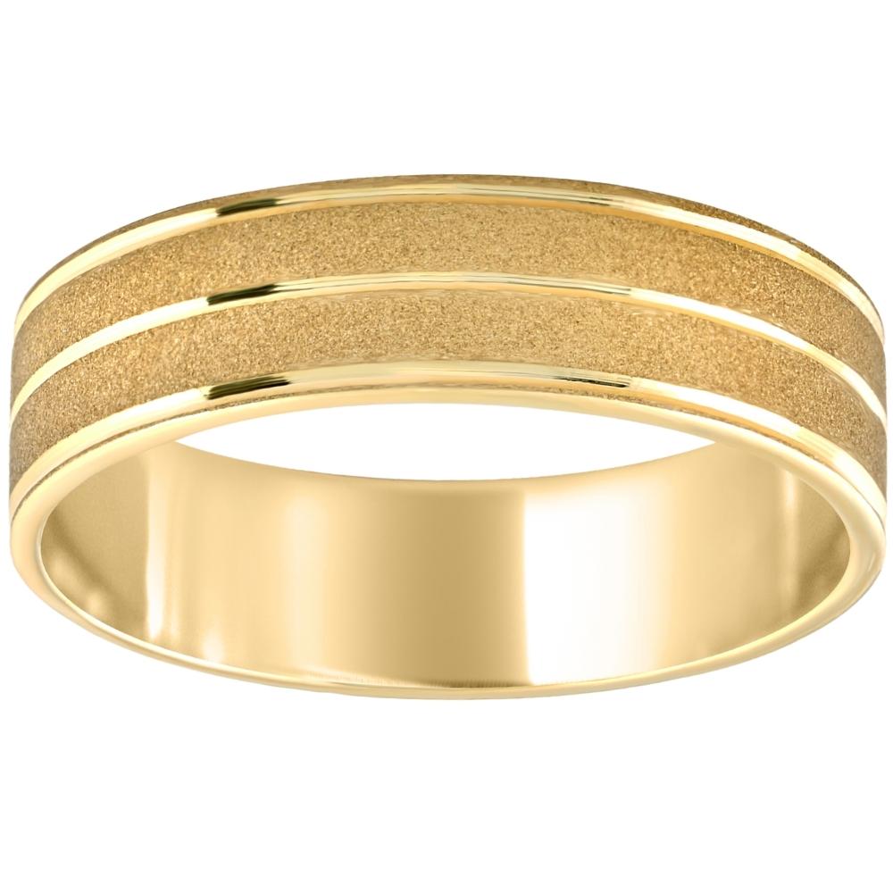 Mens 14K Yellow Gold Brushed Comfort Fit Wedding Band 6MM Wide Size Selectable 7802607337532