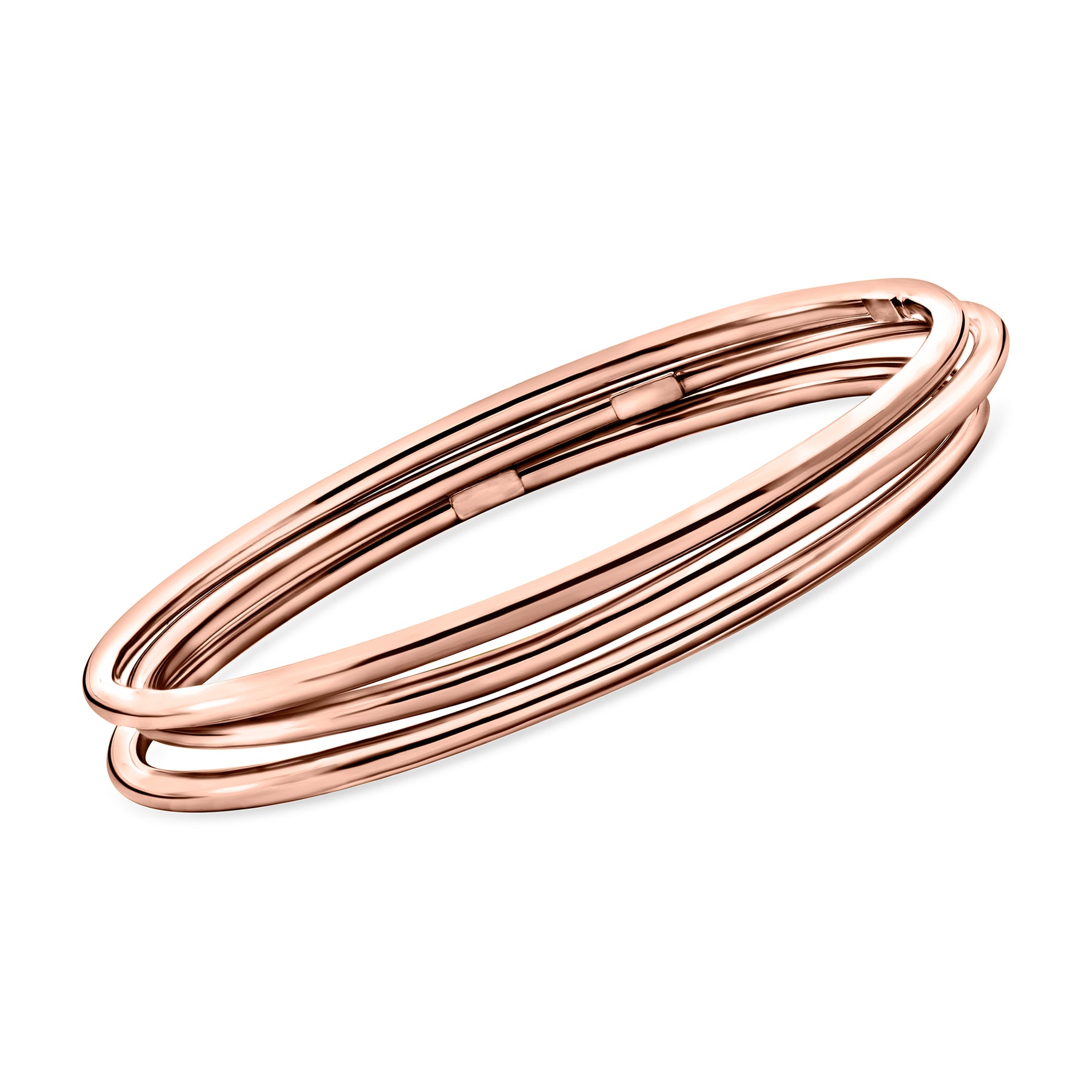 Ross-Simons Italian 22kt Rose Gold Over Sterling Jewelry Set: 3 Polished Bangle Bracelets