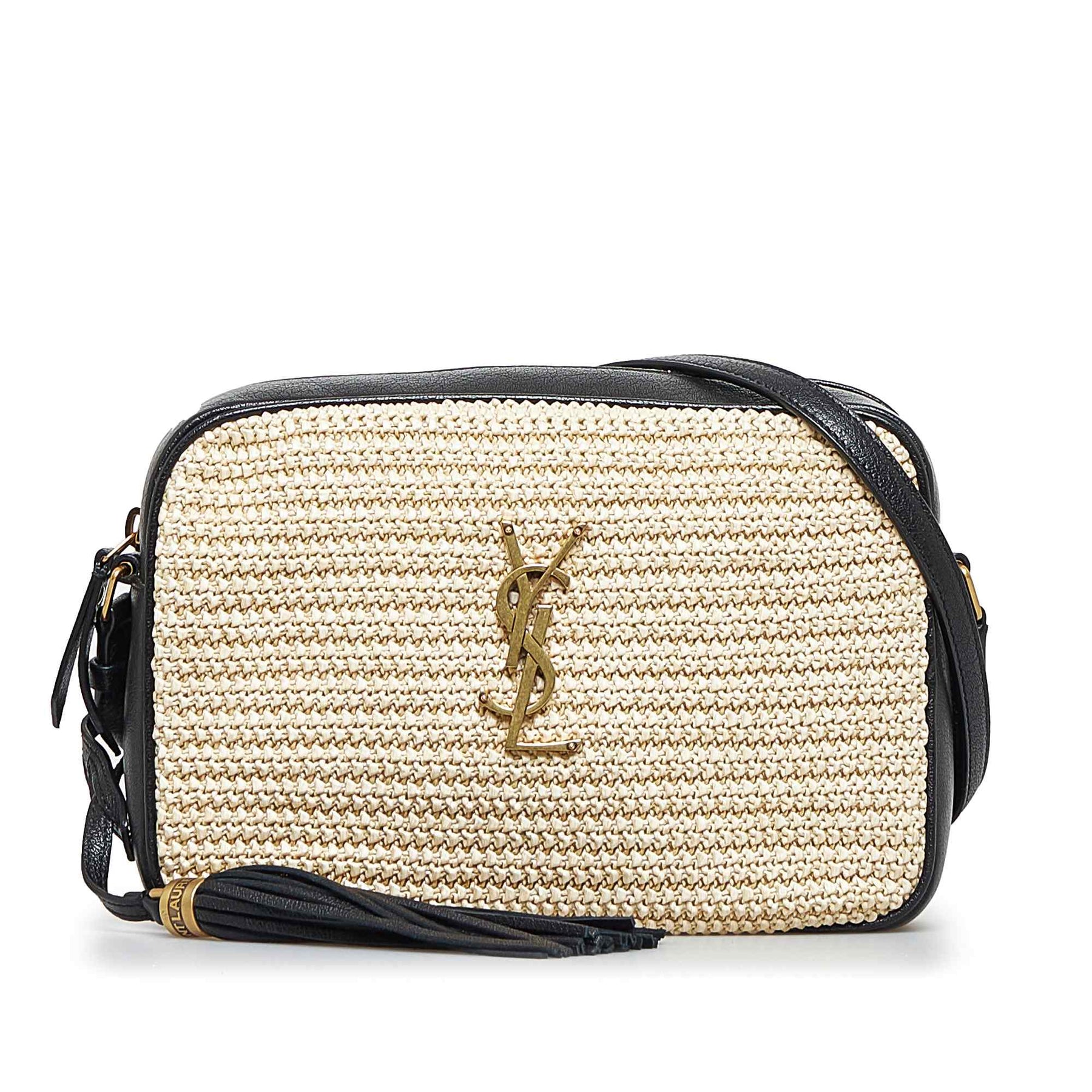Saint Laurent Raffia Lou Camera Crossbody Bag (Pre-Owned)