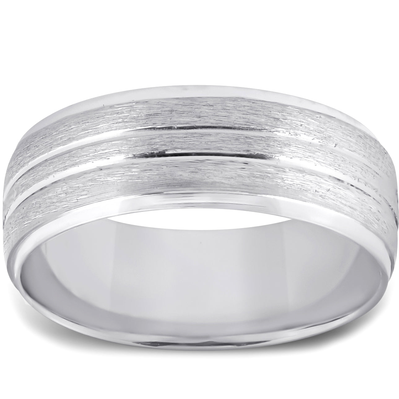 Mens 14k White Gold Comfort Fit Brushed Wedding Band Ring Size Selectable 7802588758076