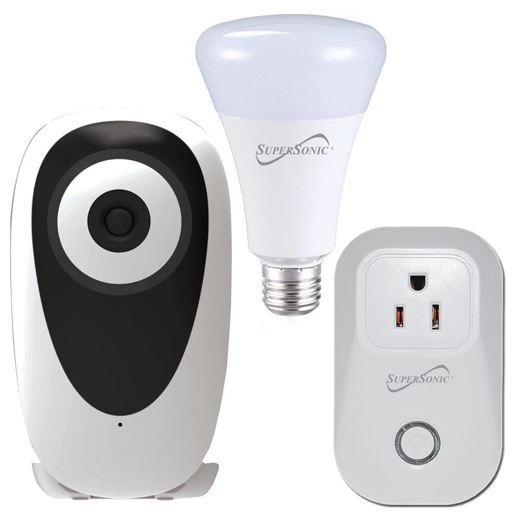 3-Pc. Smart Home Starter Kit with WiFi enabled: HD Camera, Plug, & Bulb