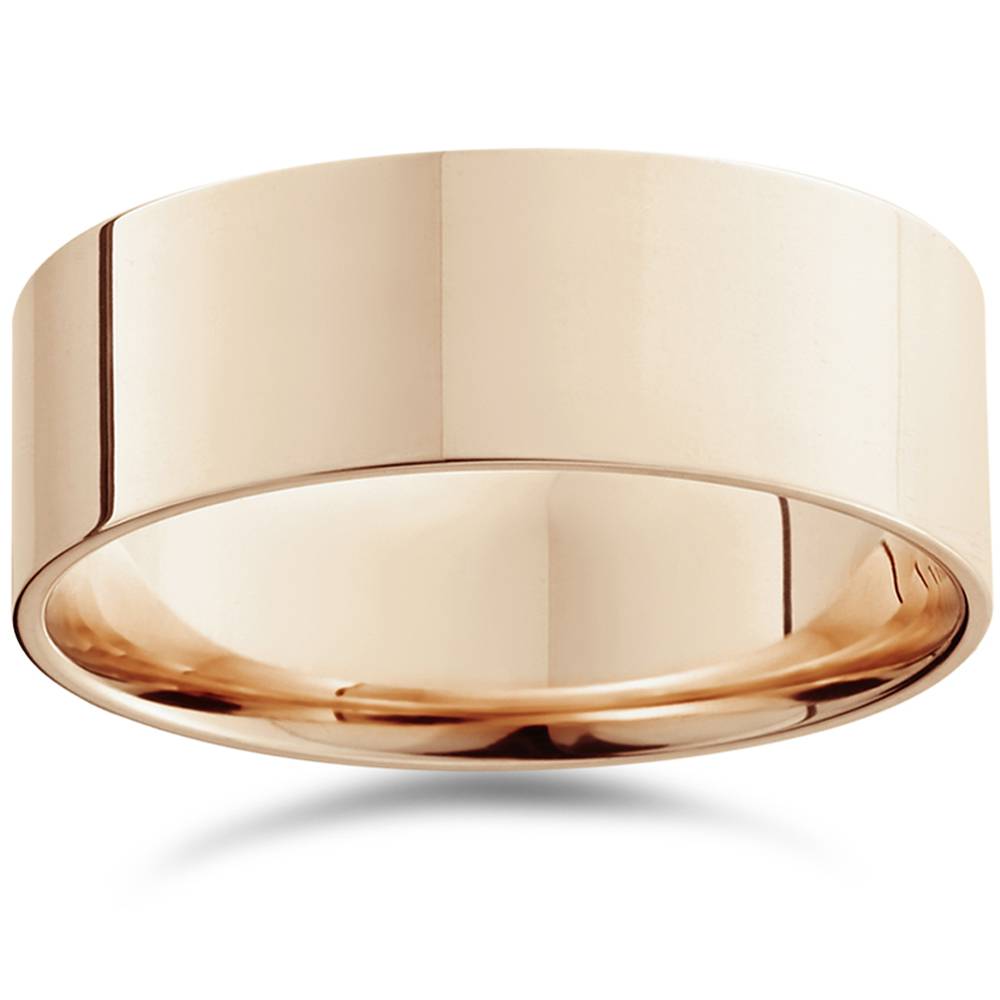 8mm Flat High Polished Comfort Fit Plain Wedding Band 14K Rose Gold Ring Size Selectable 7802622967868