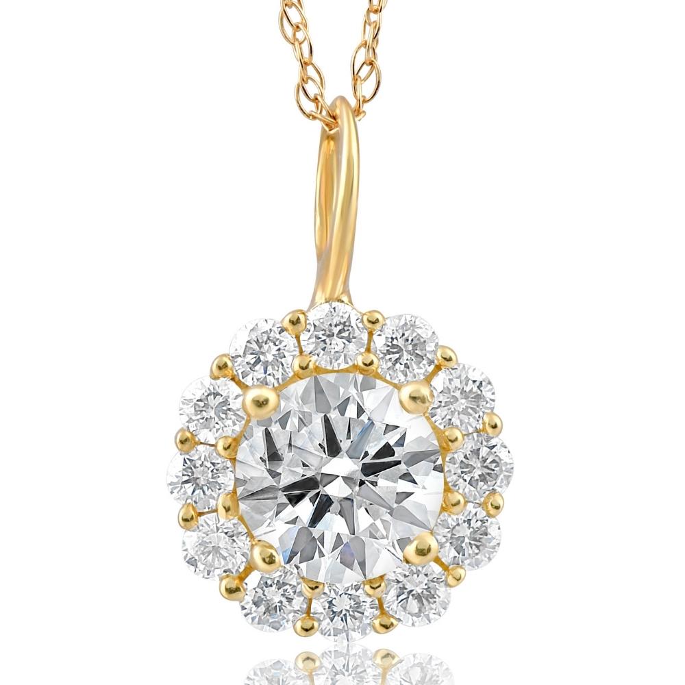 1 Ct Halo Diamond Pendant 14k Yellow Gold 18 7745614184508