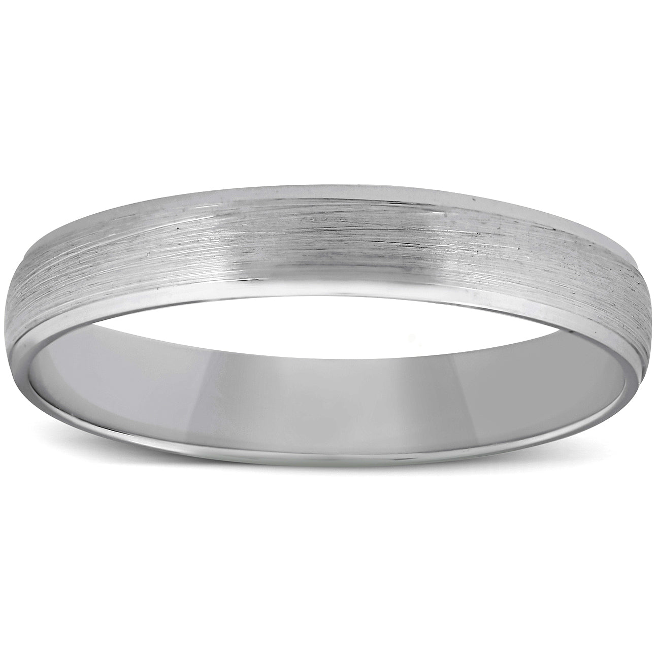 4mm Beveled & Brushed Wedding Band 14K White Gold Size Selectable 7802590920764