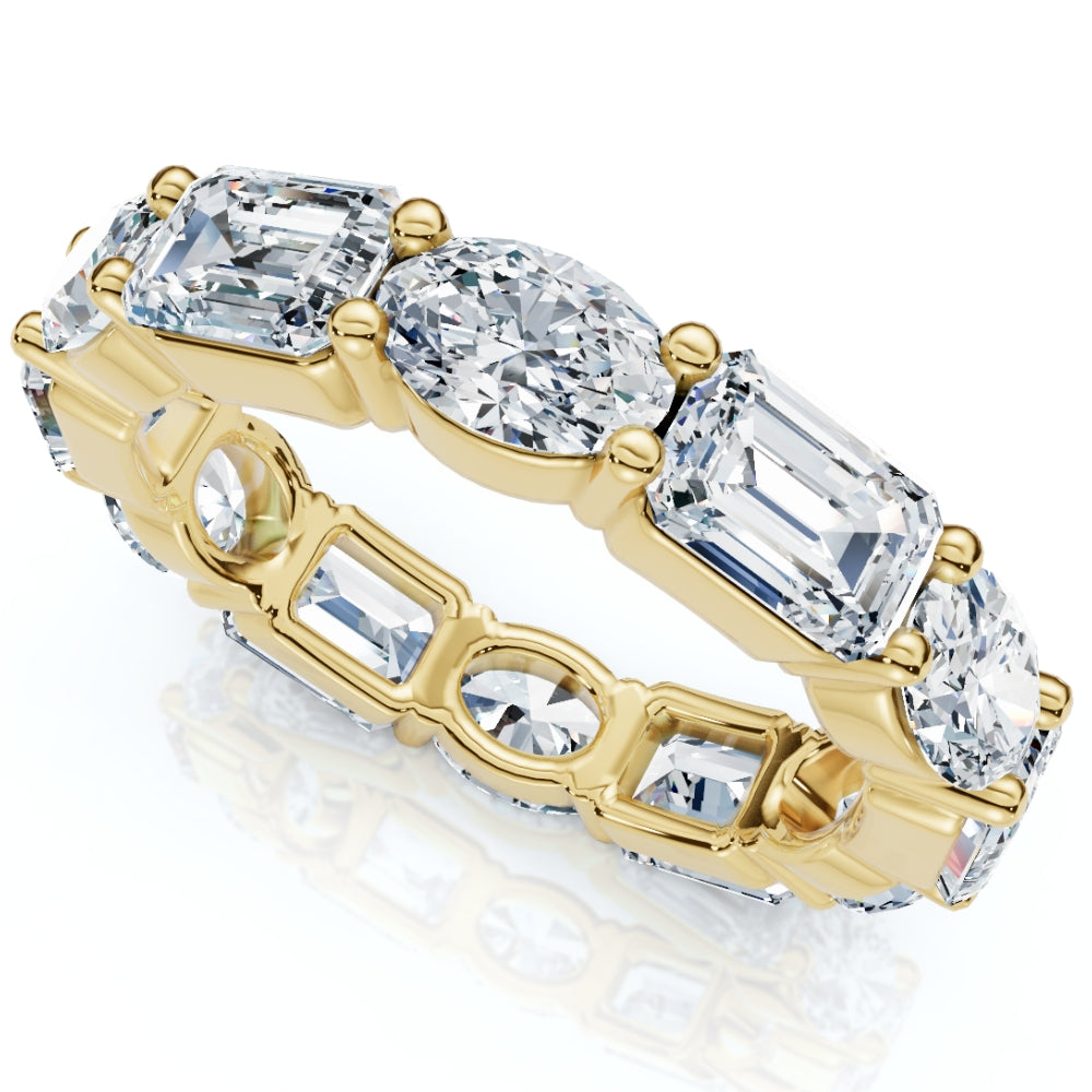 6 1/2Ct Oval & Emerald Diamond Eternity Ring 14k Gold or Platinum Lab Grown