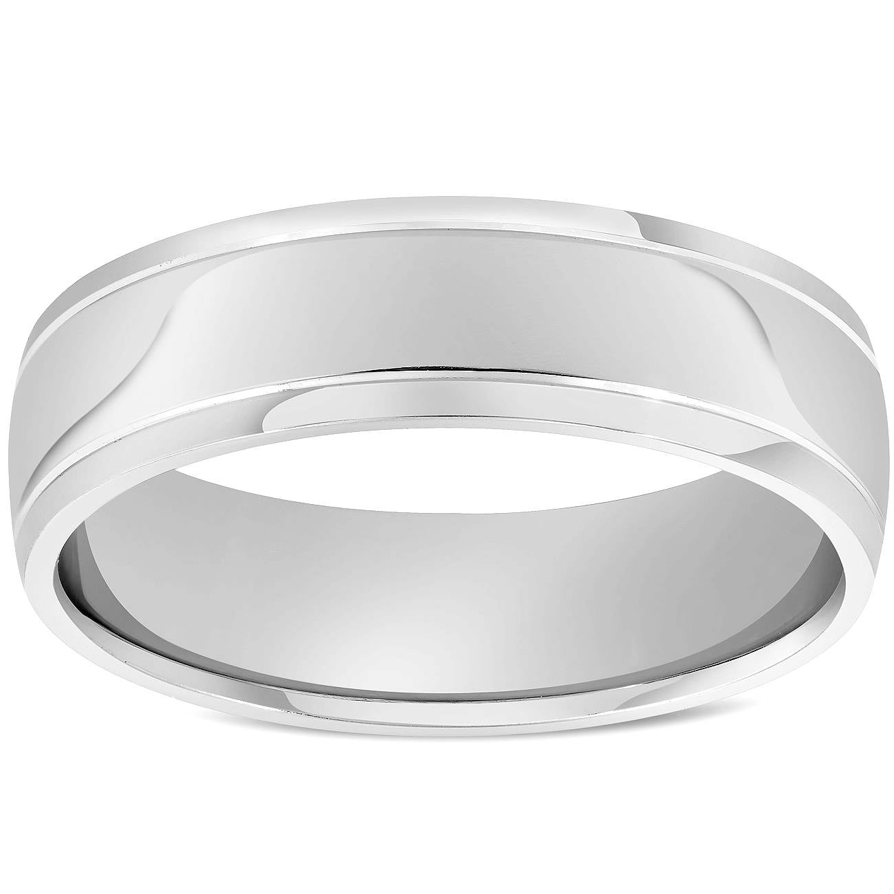 6mm High Polished Dome Wedding Band 14K White Gold Size Selectable 7802618380348