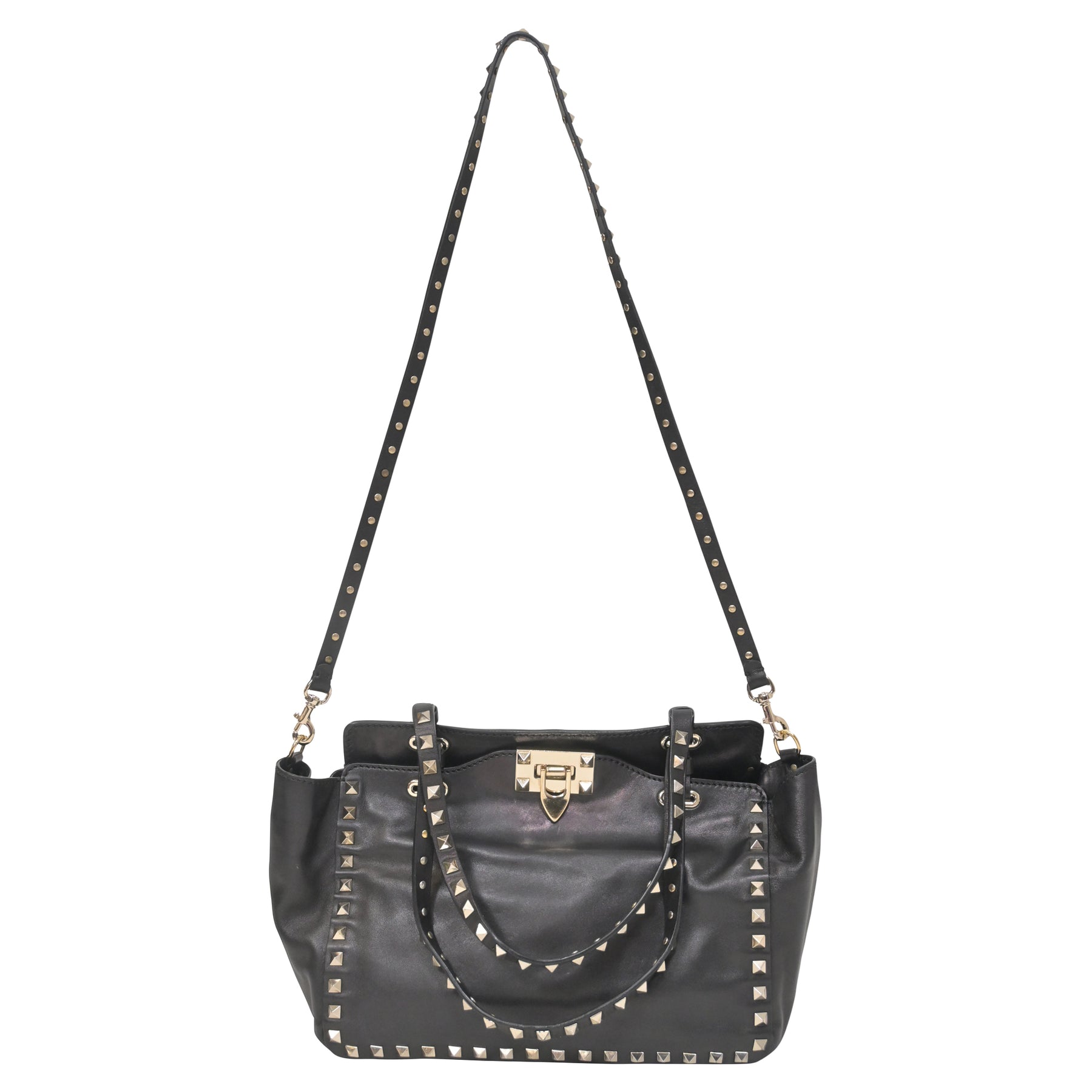 Valentino Rockstud Medium Tote in Black Leather 7745779793980