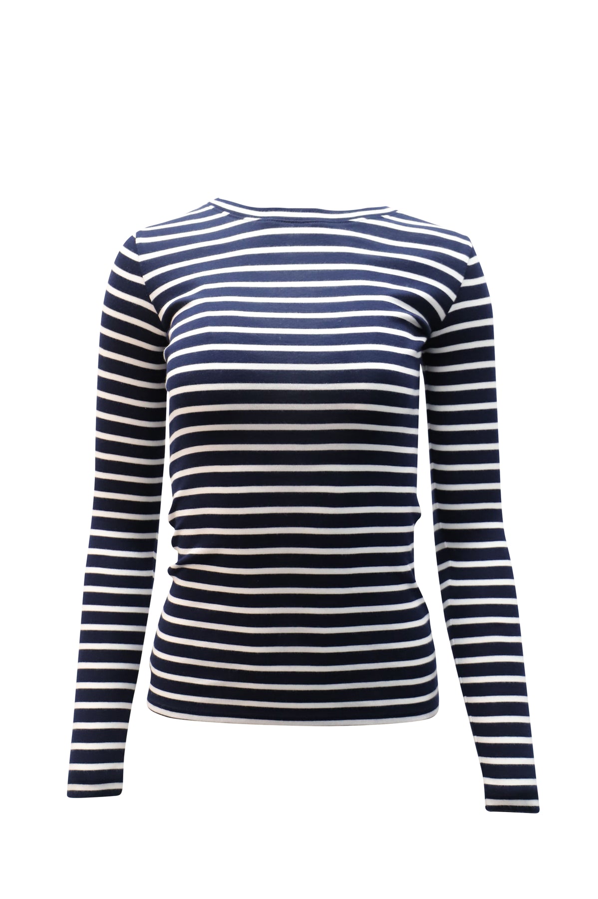 Vince Striped Long-Sleeve T-Shirt in Navy Blue Cotton 7764855193660