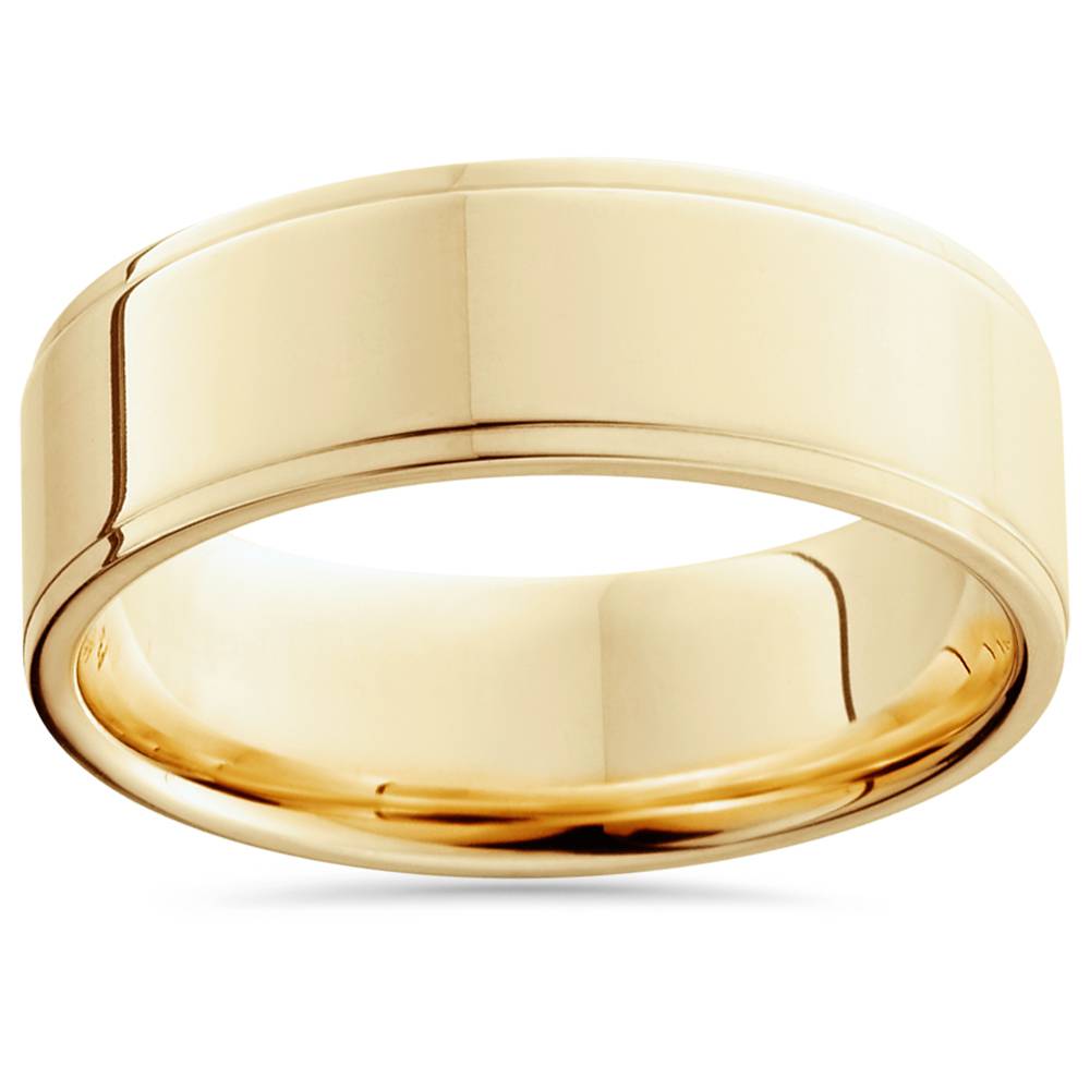 Flat Step Cut Wedding Band 14K Yellow Gold Size Selectable 7802608156732